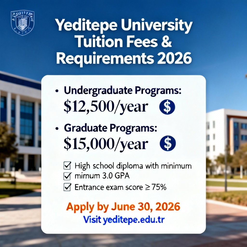 Yeditepe University tuition fees 2026 requirements explained